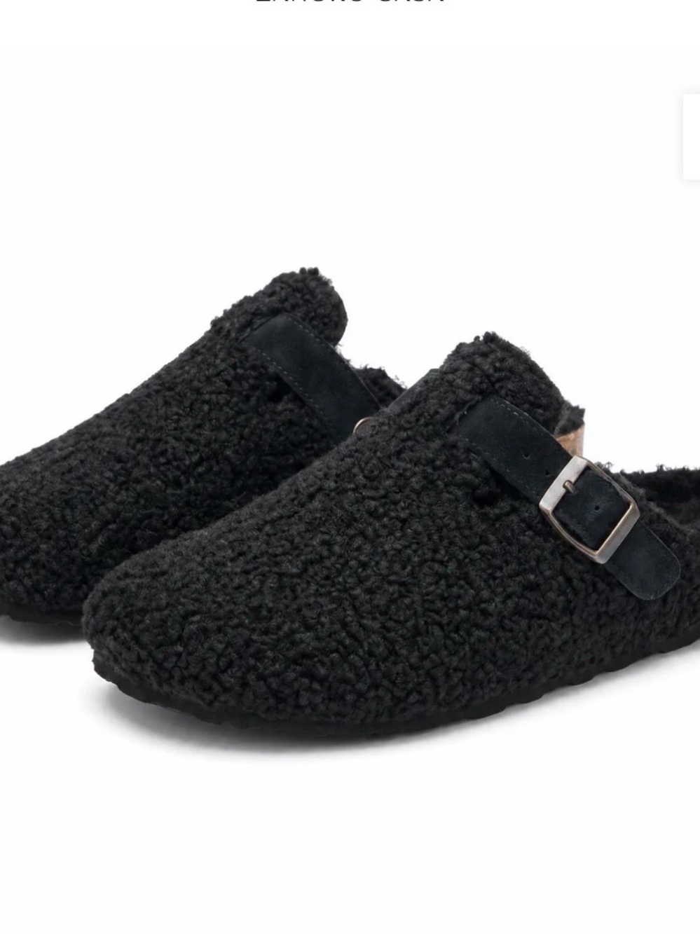 Steve Madden Black Sherpa Buckle Mules